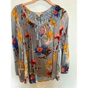Lucky Brand Women's Shirt Medium Multicolor Floral Blouse